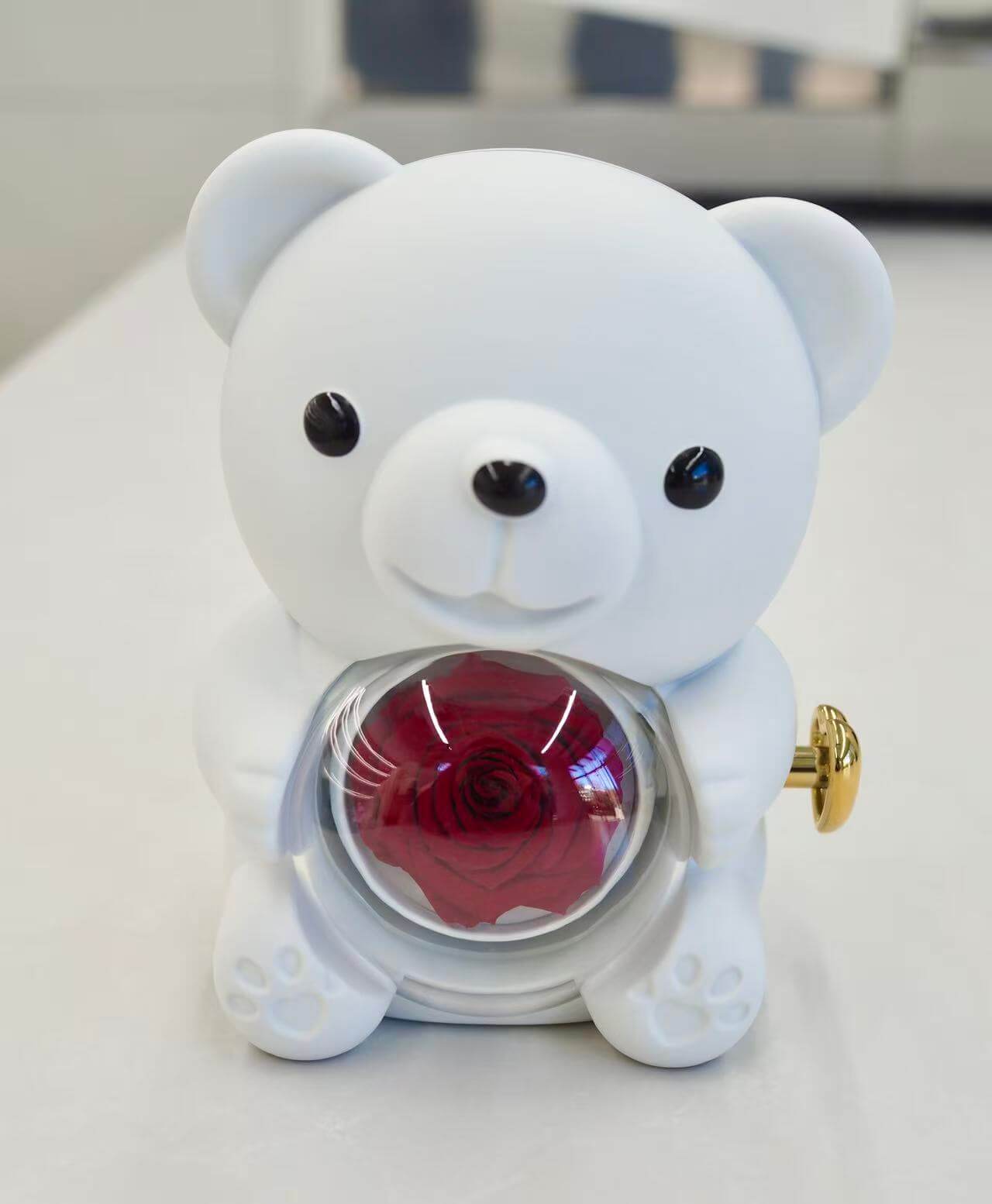 P13. BEAR Jewelry Gift Box with Red Preserved Rose
