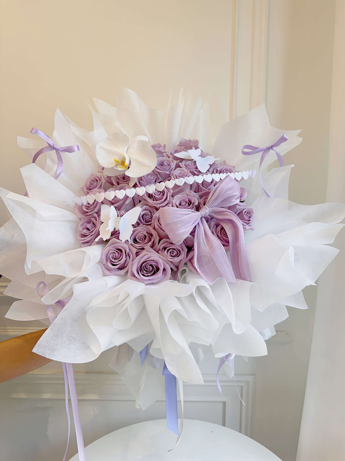 L2-Fancy Wrapping Light Purple Rose Bouquet