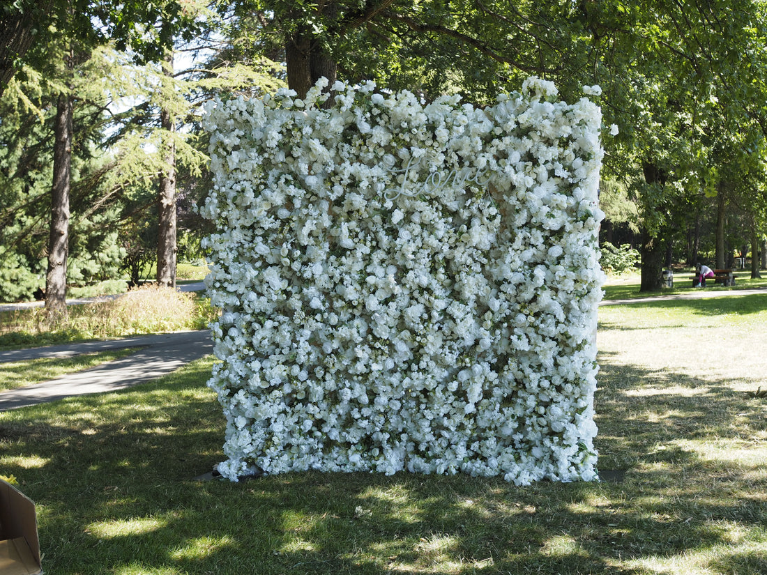 Faux Flower Wall-White