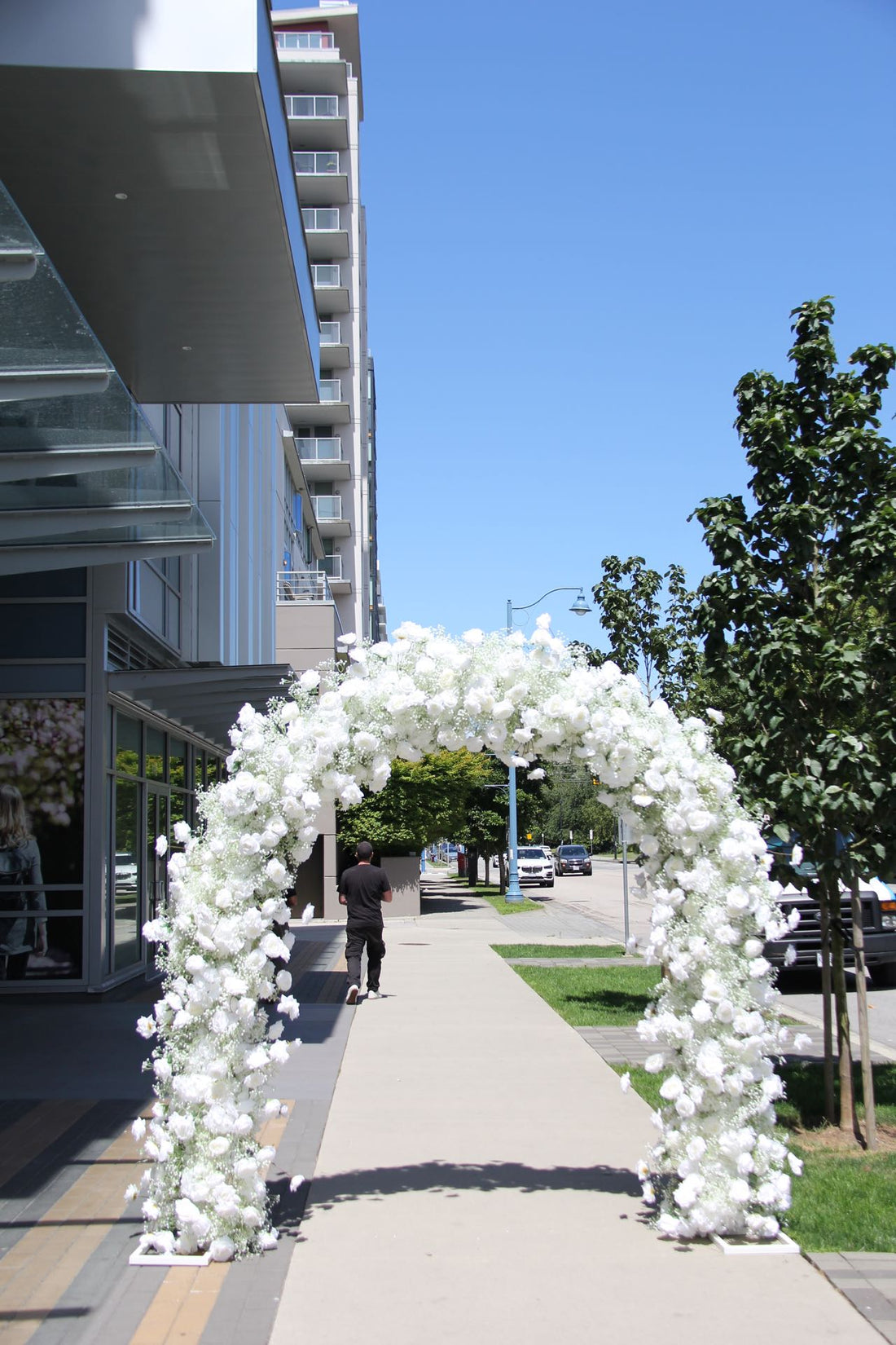 Faux White Flower Arch