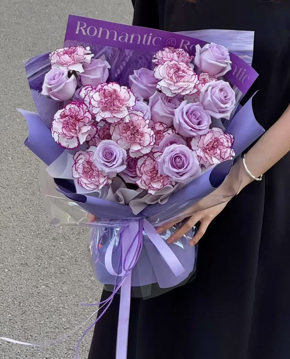 C2 Purple Carnation &amp; Rose Bouquet 紫色系康乃馨玫瑰混搭花束