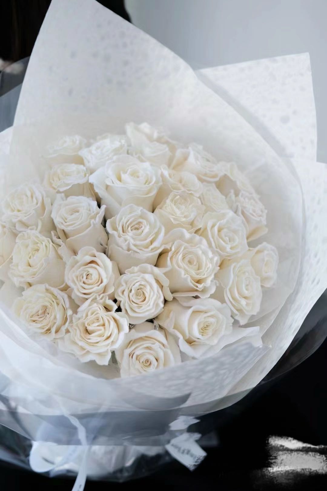 White Velvet Tinted Rose Bouquet