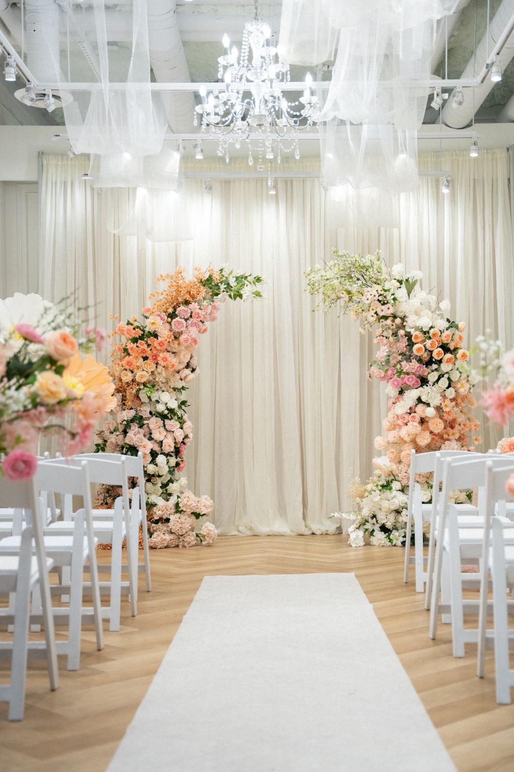 Faux Flower Arch Rental -Peach and Pink