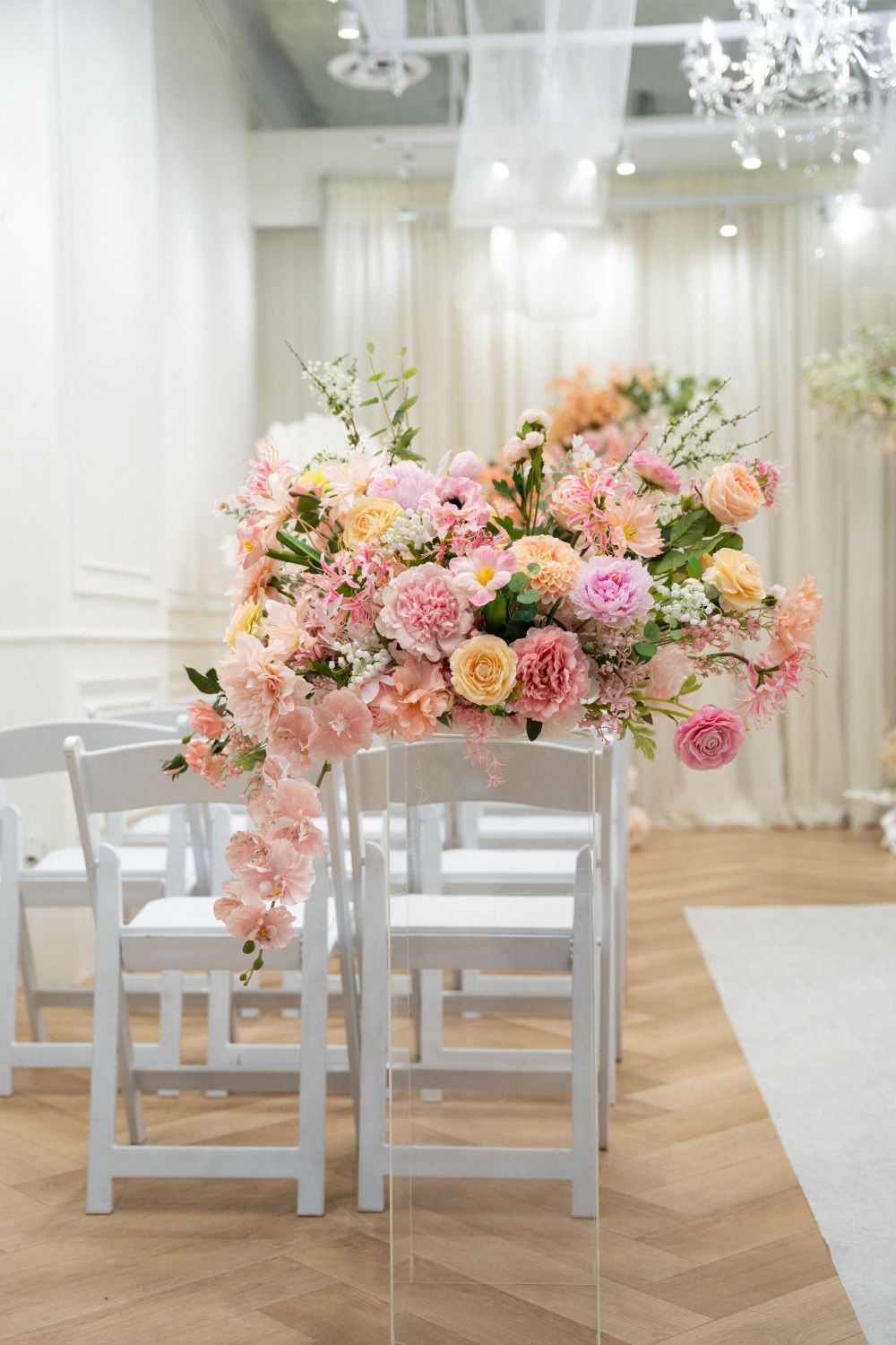 Faux Flower Arch Rental -Peach and Pink