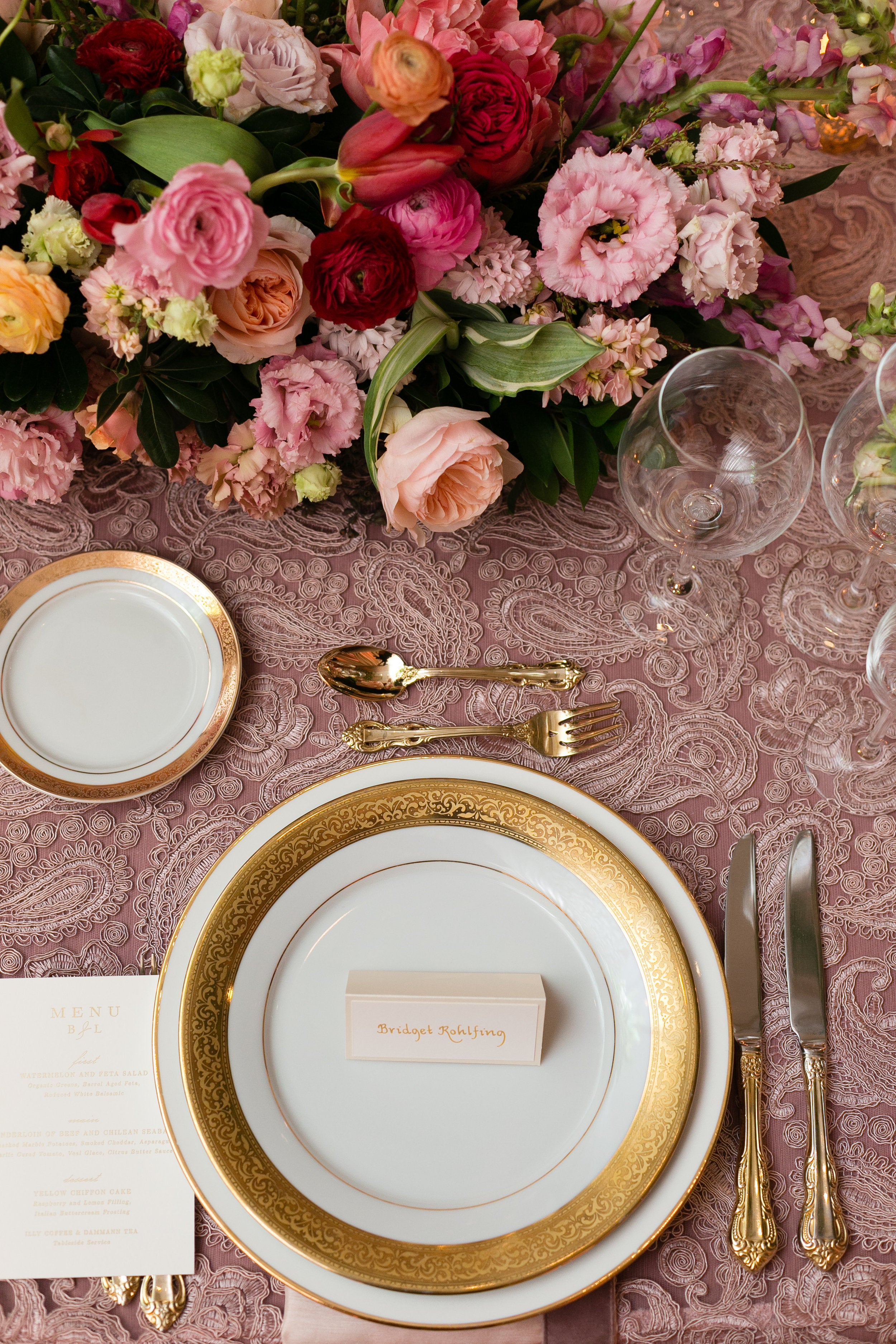 Flowers adorning the dining table by La Rose Fleur, setting a charming atmosphere.