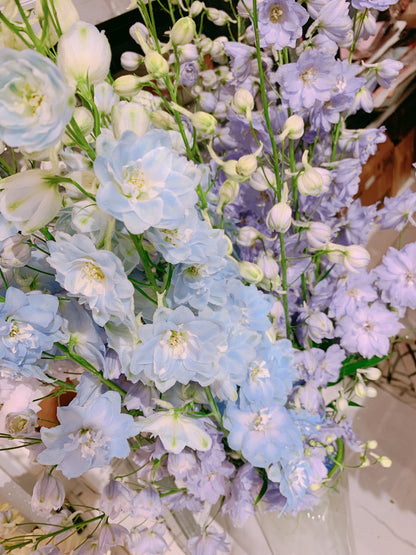 Light Blue and Light Violet Fresh Flowers by La Rose Fleur